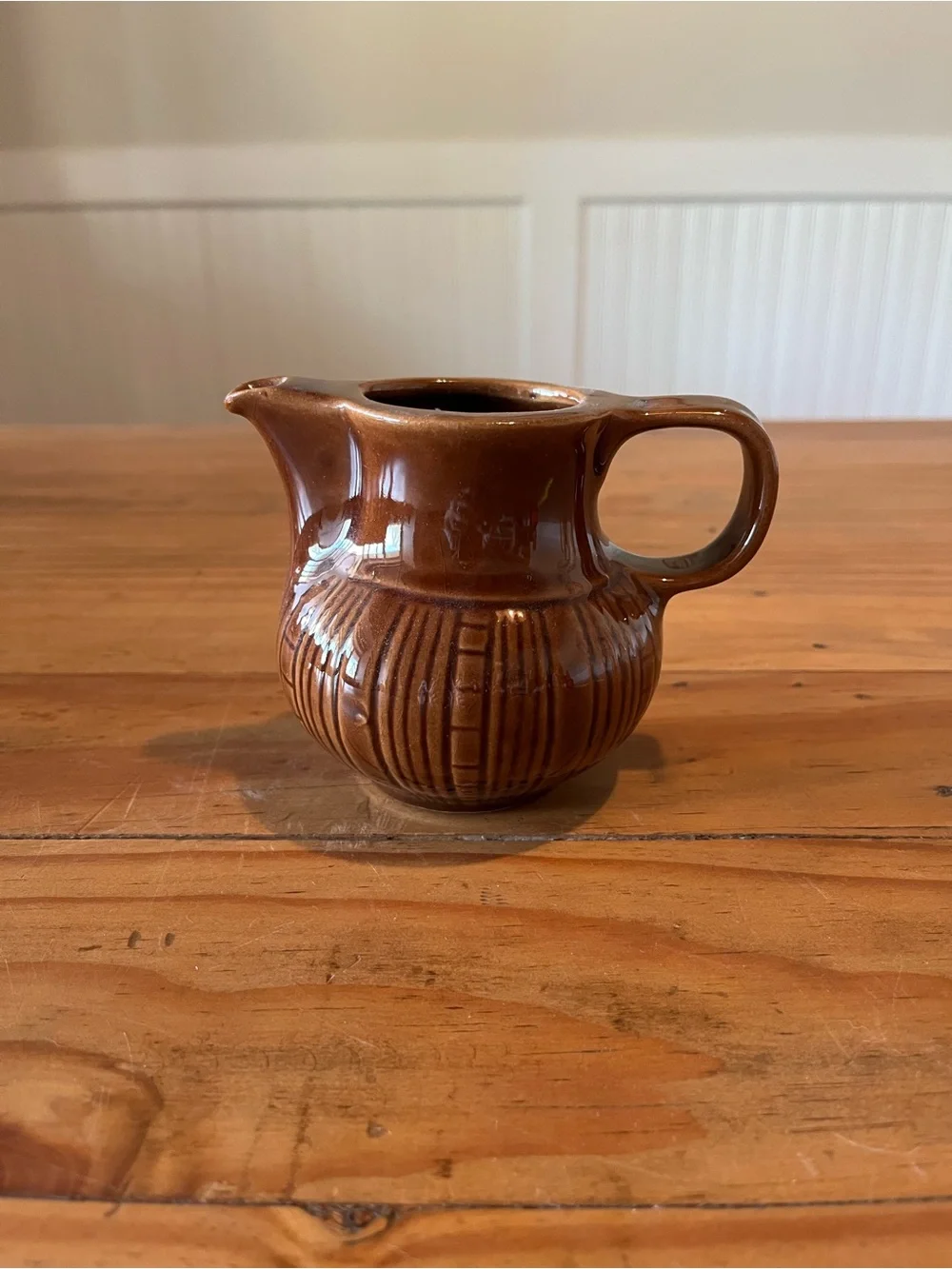 Vintage Brown Ceramic Pitcher Vase